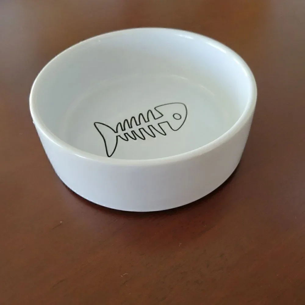 Cat's Ceramic White Food Bowl
